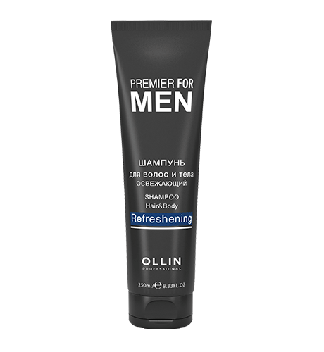 Shampoo for hair and body refreshing PREMIER FOR MEN OLLIN 250 ml